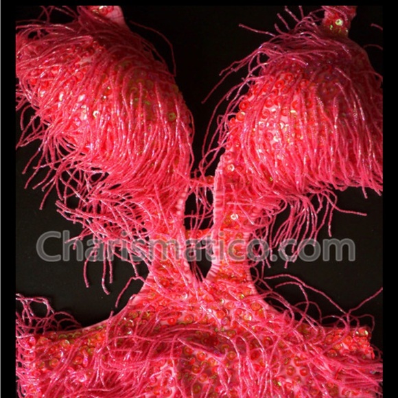 Pink Charismatico Beaded Fringe Latin Leotard - Picture 3 of 3